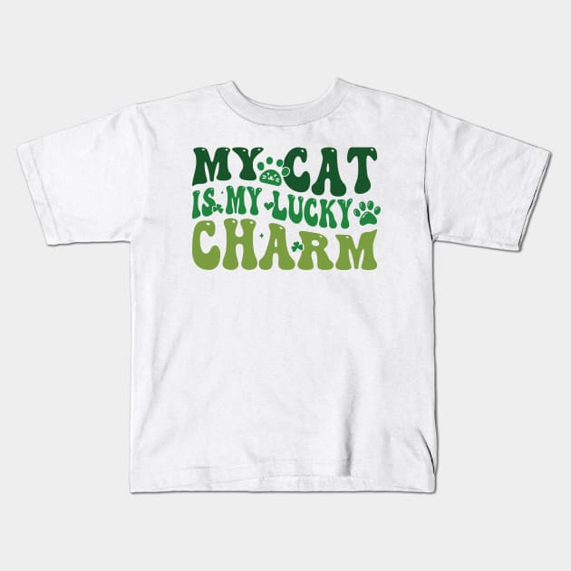 My Cat is My lucky charm Kids T-Shirt by MZeeDesigns